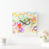 Colorful drink rings vierkante klok (Huis)
