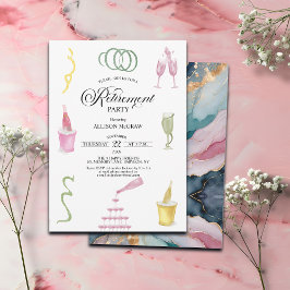 Colorful Drinks and Bottles Retirement Party Kaart