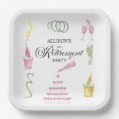 Colorful Drinks and Bottles Retirement Party Papieren Bordje (Voorkant)