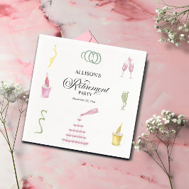 Colorful Drinks and Bottles Retirement Party Servet