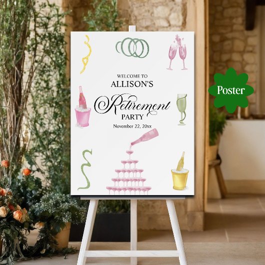 Colorful Drinks Bottles Retirement Party Welcome Poster