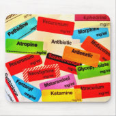 Colorful drug label mousepad muismat (Voorkant)