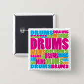 Colorful Drums Vierkante Button 5,1 Cm (Voorkant /achterkant)