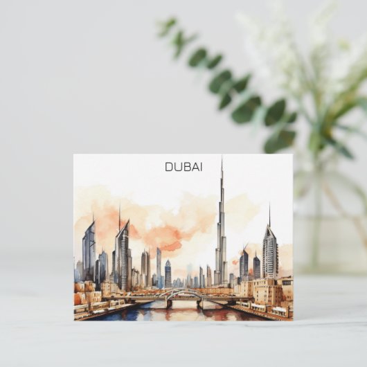 Colorful Dubai UAE Watercolor  Briefkaart (Staand voorkant)