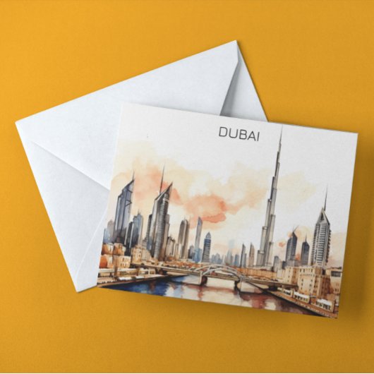 Colorful Dubai UAE Watercolor  Briefkaart