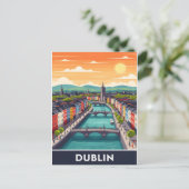Colorful Dublin Cityscape – River Liffey & Bridges Briefkaart (Staand voorkant)