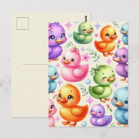 Colorful Ducklings Briefkaart (Voorkant / Achterkant)