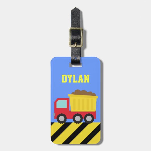 Colorful Dump Truck, Construction Vehicle for Boy Bagagelabel (Voorkant verticaal)