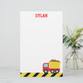 Colorful Dump Truck, Construction Vehicle for Boy Briefpapier (Staand voorkant)