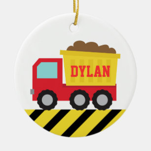 Colorful Dump Truck, Construction Vehicle for Boy Keramisch Ornament