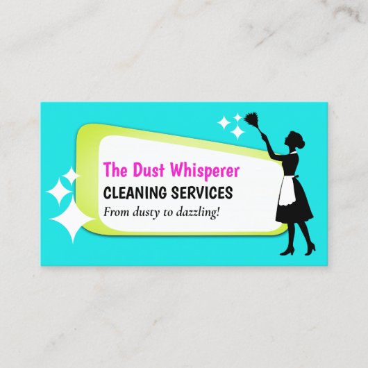 Colorful Dusting Maid Professional Cleaning Visitekaartje (Voorkant)