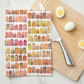 Colorful Dutch Houses Amsterdam Pattern Red Yellow Theedoek (Quarter Fold)