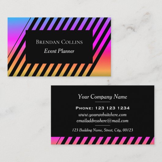 Colorful Dynamic Striped Modern Visitekaartje (Voorkant / Achterkant)