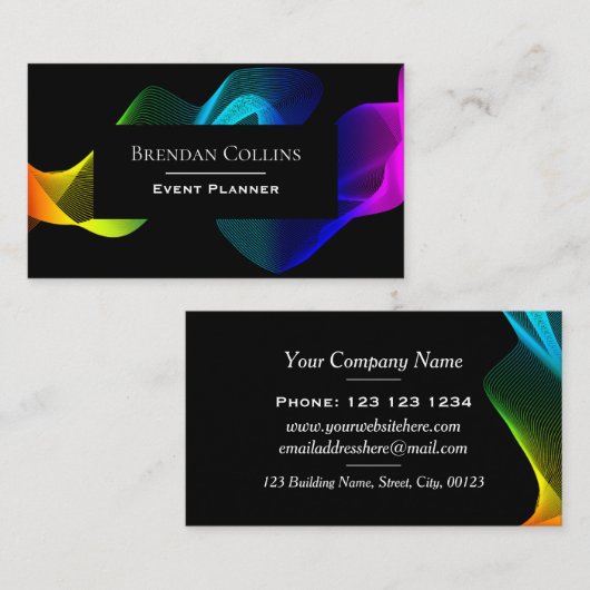 Colorful Dynamic Wave Motion Eye Catching Visitekaartje (Voorkant / Achterkant)