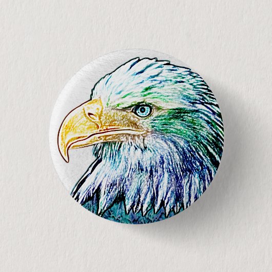 Colorful Eagle Sketch Ronde Button 3,2 Cm (Voorkant)