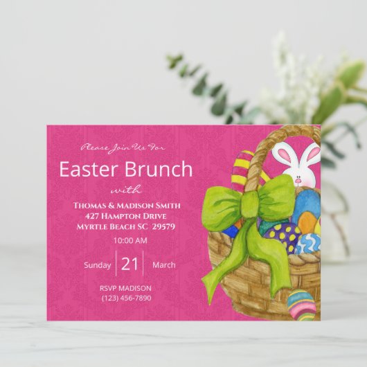 Colorful Easter Basket Brunch Uitnodiging (Staand voorkant)