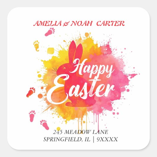 COLORFUL  Easter BRUNCH & HUNT Vierkante Sticker (Voorkant)