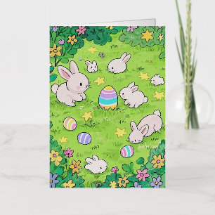 Colorful Easter Bunnies Folie Wenskaart
