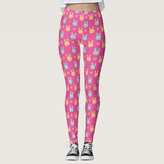 Colorful Easter Bunnies Pattern | Leggings (Voorkant)