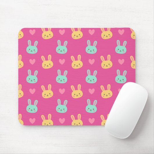 Colorful Easter Bunnies Pattern | Mousepad Muismat (Met muis)