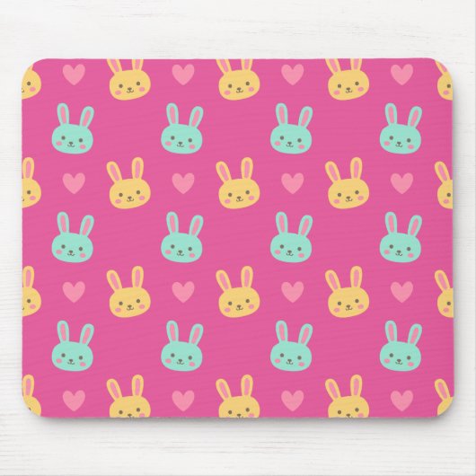 Colorful Easter Bunnies Pattern | Mousepad Muismat (Voorkant)