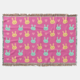 Colorful Easter Bunnies Pattern Throw Blanket Deken