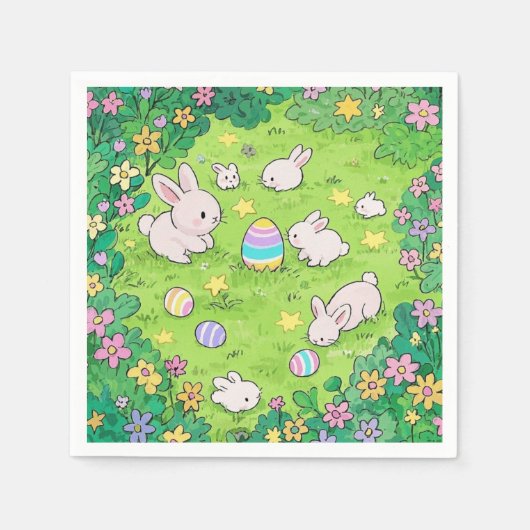 Colorful Easter Bunnies Servet (Voorkant)