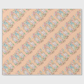 Colorful Easter Bunnies with Bows Cadeaupapier (Vlak)