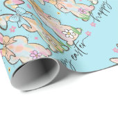Colorful Easter Bunnies with Bows Cadeaupapier (Rol Hoek)
