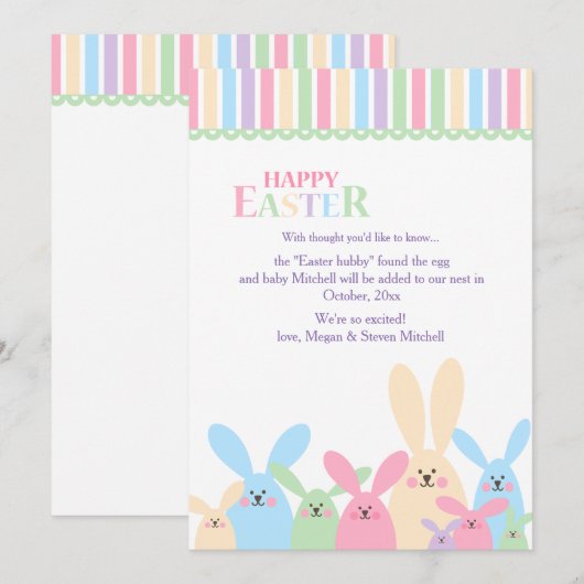 Colorful Easter Bunnies Zwangerschap Aankondiging (Voorkant / Achterkant)
