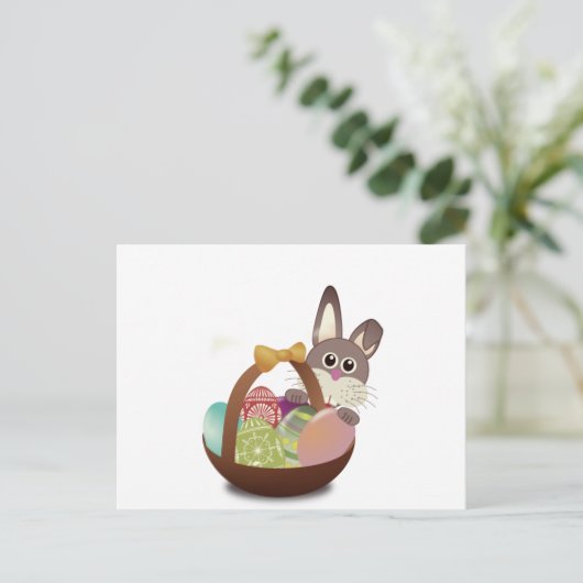 Colorful Easter Bunny and Eggs Holiday Briefkaart (Staand voorkant)