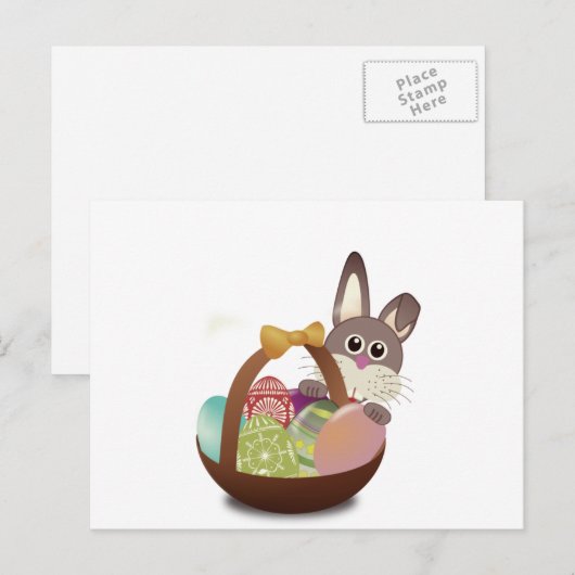 Colorful Easter Bunny and Eggs Holiday Briefkaart (Voorkant / Achterkant)