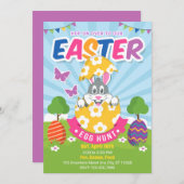 Colorful Easter Bunny Egg Hunt Uitnodiging (Voorkant / Achterkant)