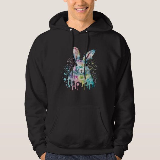 Colorful Easter Bunny Face Artsy Style Hoodie (Voorkant)