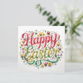 Colorful  Easter Card , Personalized Easter Card  Feestdagenkaart (Staand voorkant)