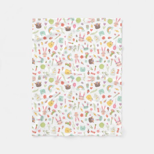 Colorful Easter Clipart Patroon Fleece Deken (Voorkant)