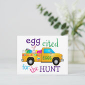 Colorful Easter Egg Hunt Bunny Truck Briefkaart (Staand voorkant)