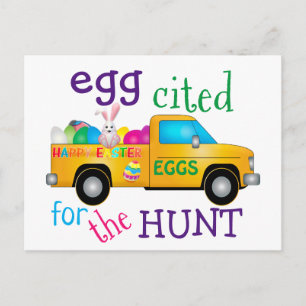 Colorful Easter Egg Hunt Bunny Truck Briefkaart