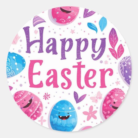 Colorful Easter Egg Hunt Classic Round Sticker  (Voorkant)