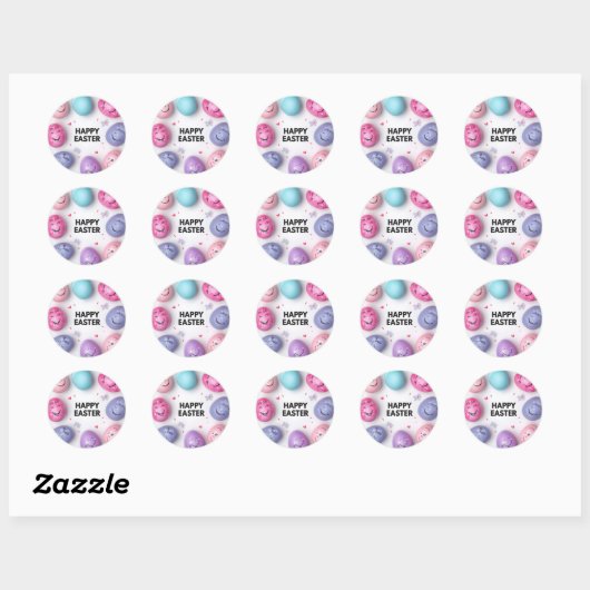 Colorful Easter Egg Hunt Classic Round Sticker  (Vel)