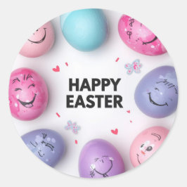 Colorful Easter Egg Hunt Classic Round Sticker 