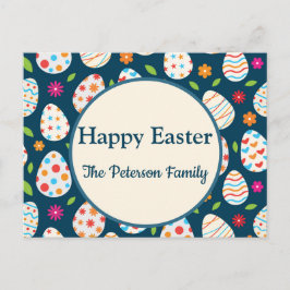 Colorful Easter Egg Pattern met Flowers Easter Feestdagenkaart