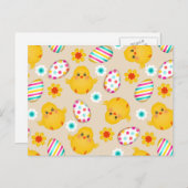 Colorful Easter Eggs and Chicken Pattern Feestdagenkaart (Voorkant / Achterkant)
