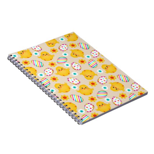 Colorful Easter Eggs and Chicken Pattern Notitieboek (Rechterzijde)