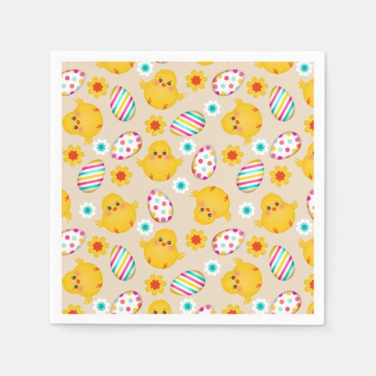 Colorful Easter Eggs and Chicken Pattern Servetten (Voorkant)