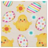 Colorful Easter Eggs and Chicken Pattern Stof (Close Up)