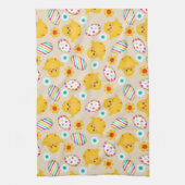 Colorful Easter Eggs and Chicken Pattern Theedoek (Verticaal)