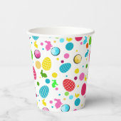Colorful Easter Eggs, Bunnies, Cupcake Monogrammed Papieren Bekers (Achterkant)