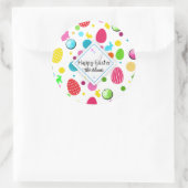 Colorful Easter Eggs, Bunnies, Cupcakes Monogram Ronde Sticker (Tas)