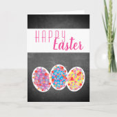 Colorful Easter Eggs Chalkboard Happy Paast Feestdagen Kaart (Voorkant)